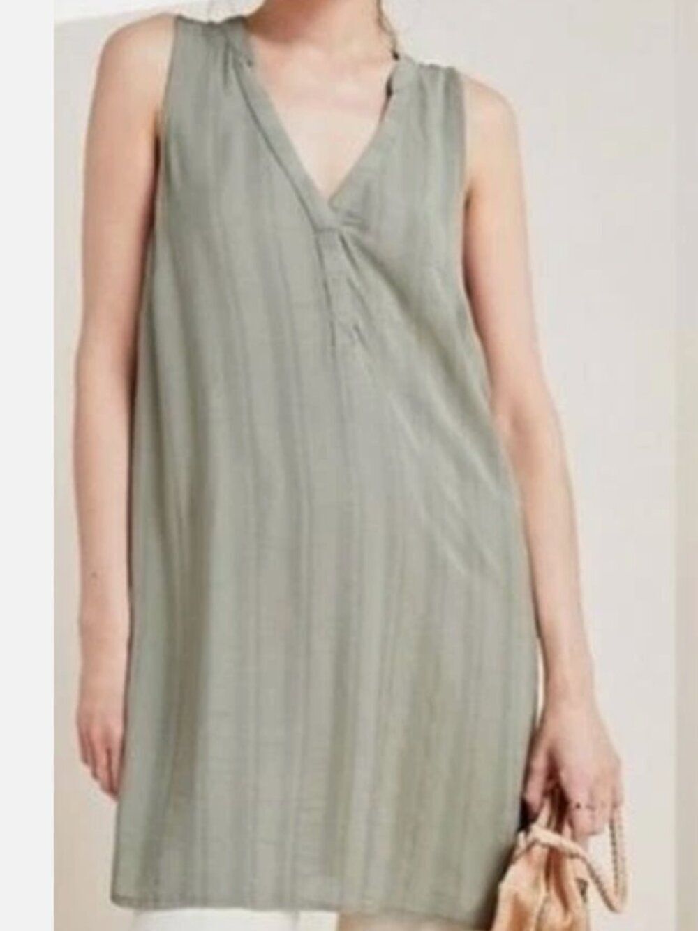Anthropologie Maeve Colonsay Olive Green Tunic Top Womens Size Small Oversized